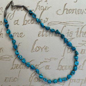 Genuine Turquoise and Silver Necklace 22" long
